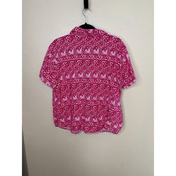 Vintage Erika Womens Pink‎ Blouse 1X short sleeve button up cotton collared - Picture 4 of 7